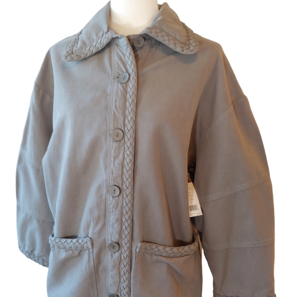 Joie Sivan Twill Jacket in Moon Mist Gray NWT Women Large NEW - Picture 1 of 17
